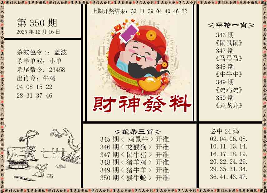 350期财神发料[图]