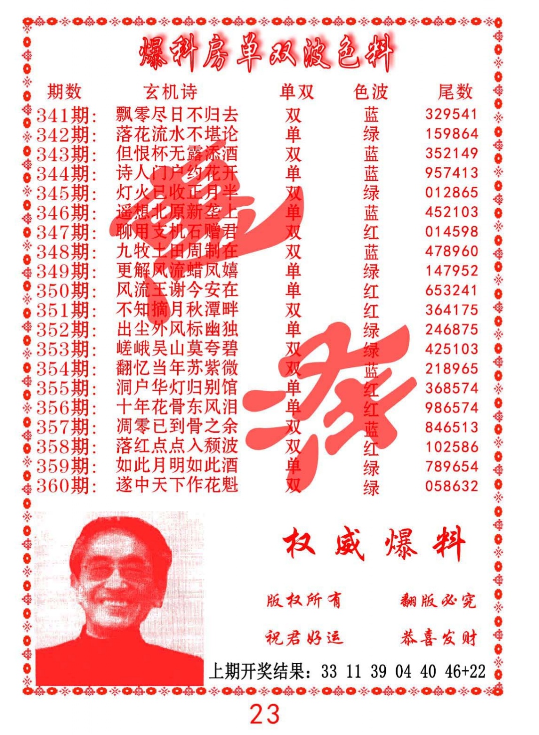 350期爆料房单双波色料[图]