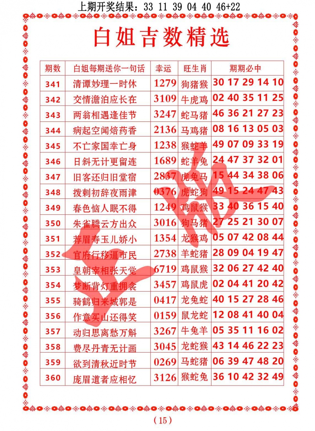 350期白姐吉数精选[图]