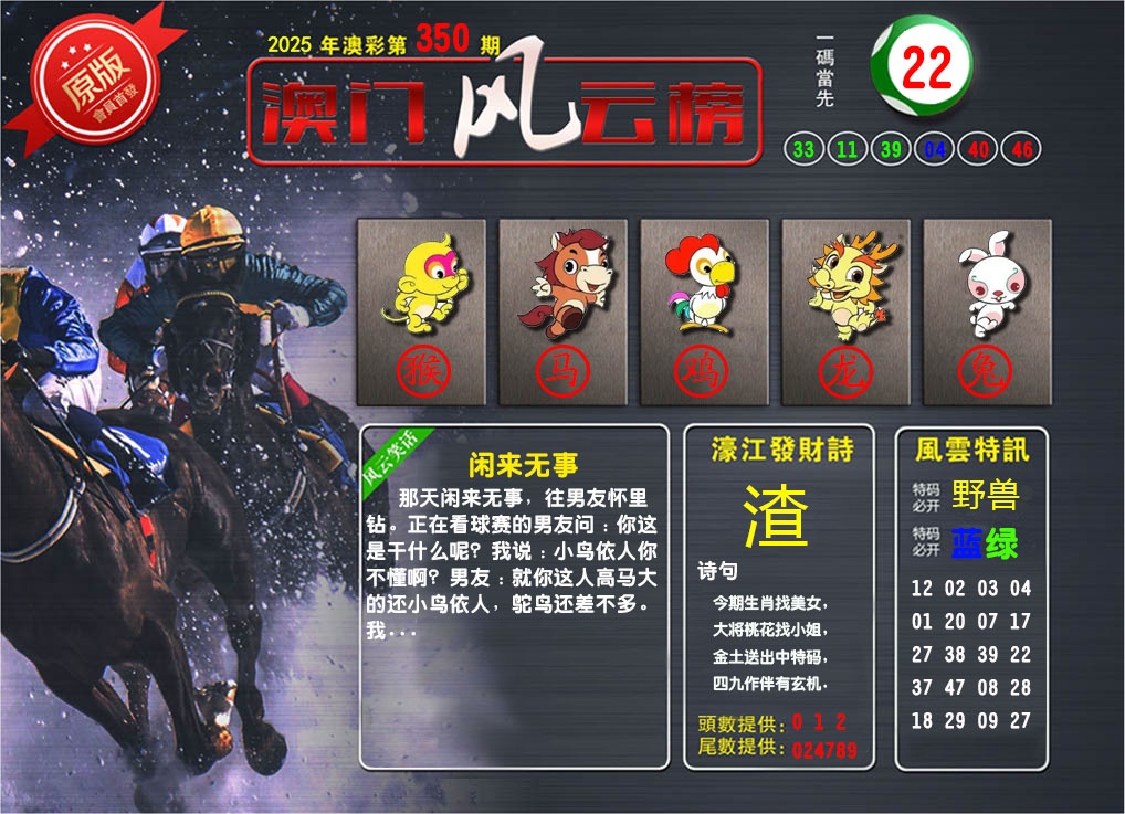 350期澳门风云榜[图]